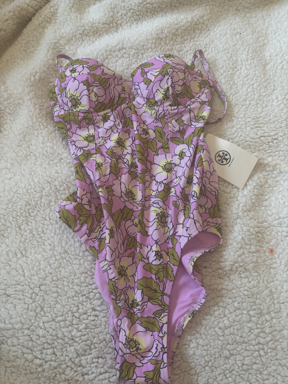 Tory Burch Lilac Floral Molded-Cup One-Piece Swimsuit